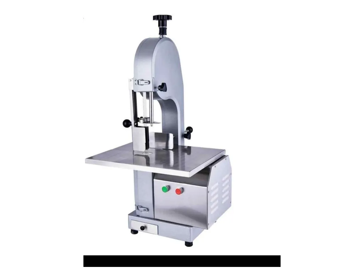 Bonesaw Bench-top meat and bone band saw machine with stainless steel cutting table and start/stop buttons